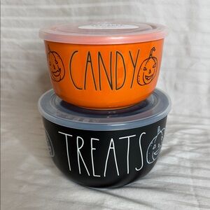 Rae Dunn Orange and Black Halloween Candy Treats Bowls